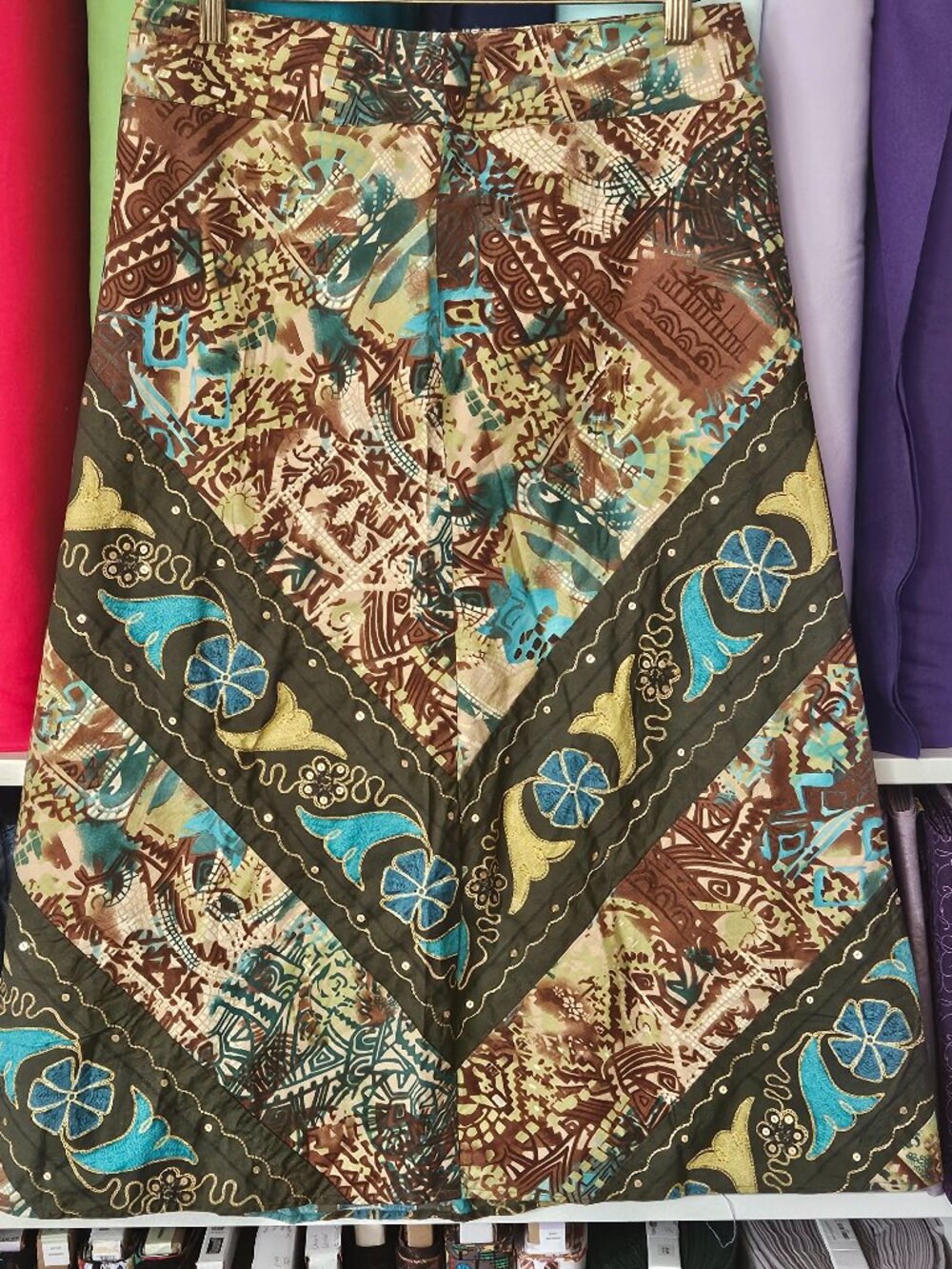 R.Q.T. Pathwork Batik A-Line Skirt